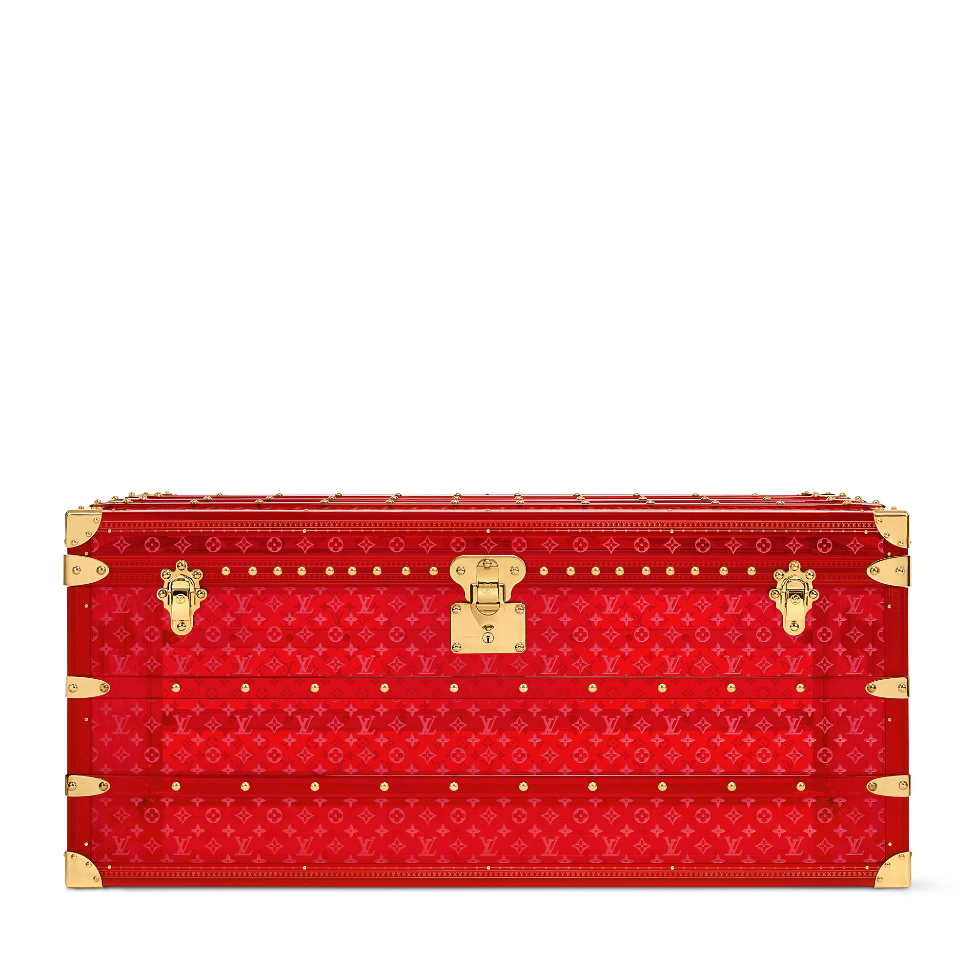 Baú Courrier Lozine 110 em Vermelho Transparente Couros High End